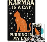 Karma is a Cat Poster, Cosmic Cat Wall Art, A Puzzle, 1000 pièces | Profitez de cette activité puzzle papier autour d’une table, pour un défi satisfaisant.