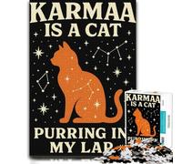 Karma is a Cat Poster, Cosmic Cat Wall Art, A Puzzle, 1000 pièces | Un cadeau pour passionné de puzzles pour les loisirs de fin d’année, pour une pause sans écran.