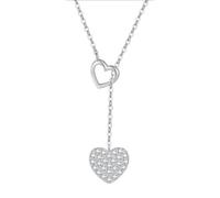 Karma NH10201508 Collier cœur cristal argent ou or pour femme Argent 925 Chaîne 40 cm Fermoir mousqueton Chaîne en cristal scintillant Cadeau pour femme Chaîne en forme de cœur, 40 x 0,1 cm, Argent