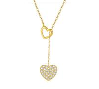 Karma NH10201508 Collier cœur cristal argent ou or pour femme Argent 925 Chaîne 40 cm Fermoir mousqueton Chaîne en cristal scintillant Cadeau pour femme Chaîne en forme de cœur, 40 x 0,1 cm, Argent