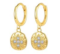 Karma NH10611094 Boucles d'oreilles créoles pour femme 2,2 cm Argent ou plaqué or Argent 925 avec plaquette ronde Boucles d'oreilles modernes pour le quotidien et les occasions, 2,2 x 0,8 cm, Argent