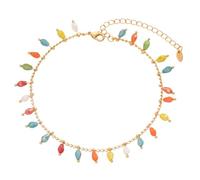 Karma NH10788748 Bracelet de cheville en perles de verre multicolores Doré 21 cm Moderne filigrane Chaîne de cheville Bijoux de cheville pour vacances, plage, soirée Accessoires de mode