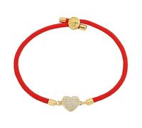 Karma NH10790265 Bracelet en textile pour femme avec cœur et arbre de vie réglable 15 à 22 cm Rouge Noir ou blanc Élégant bracelet doré Détails dorés Cadeau pour femme Tendance et confortable, 15 x