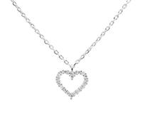 Karma NH11058597 Collier en argent 925 avec chaîne en cristal de 40 cm Fermoir à ressort Chaîne en cristal scintillant Cadeau pour femme Chaîne en forme de cœur