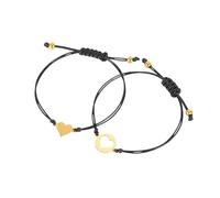 Karma NH11471839 Ensemble de bracelets pour femme avec cœur et inscription « Sisters Heart » en textile moderne noir et doré, 0,2 cm, textile Acier inoxydable, aucun.