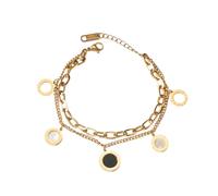Karma NHXI621619 Bracelet Charms Or ou Argent Réglable Acier Inoxydable Plaqué Or Bijoux Été Femme Bracelet en Acier Inoxydable Bracelet Femme Moderne, 17 cm, Acier inoxydable, Pas de gemme