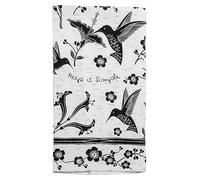 Karma Torchons Boho, Noir et Blanc, en Coton, Motif Colibri KA1019