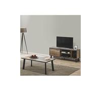 KARMINA - Ensemble Table Basse + Meuble TV Aspect Bois et Métal - Altobuy Marron
