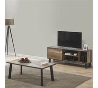 KARMINA - Ensemble Table Basse + Meuble TV Aspect Bois et Métal - Altobuy Marron