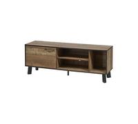 KARMINA - Meuble TV 1 Porte 3 Niches Aspect Bois et Métal -