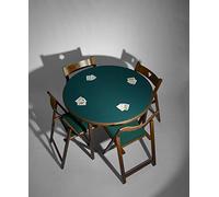 Karn Ligne Jeu Moon avec chaises de jeu - Table de jeu ronde Ø100 cm en hêtre massif - Table et chaises pliantes avec chiffon professionnel pour Poker, Bridge et cartes - Fabriqué en Italie