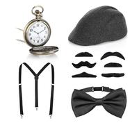 KarneLux Accessoires pour hommes Années 20 - Accessoires de costume pour la mafia et les gangs - Accessoires pour le carnaval, Mardi Gras et les soirées à thème Hollywood