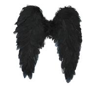 KarneLux Ailes d'ange en plumes - Accessoire de costume pour femme - Pour ange, Cupidon et enfant Noël - Idéal pour le carnaval, Halloween ou le théâtre - 45 x 45 cm (noir)