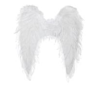 KarneLux Ailes d'ange en plumes - Accessoire de costume pour femme - Pour ange, Cupidon et l'Enfant Jésus - Idéal pour le carnaval, le Fasching, Halloween ou le théâtre - 45 x 45 cm - Blanc