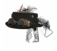KarneLux Chapeau cylindrique steampunk pour femme - Chapeau avec lunettes donc accessoire de costume - Idéal pour le carnaval et les fêtes à thème