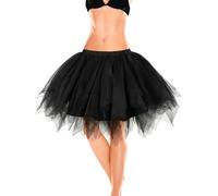 KarneLux Jupe en Tulle Noire pour Femme - Tutu Court comme Jupon, Mini Jupe, Tutu ou Jupon pour Costumes de Carnaval, de Danse, de Ballet ou de fêtes, S