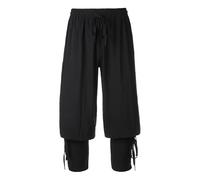 KarneLux Pantalon médiéval pour homme - Pantalon à lacets pour LARP, pirate ou Viking - Costume de pirate pour carnaval, Halloween ou cosplay, Noir , M