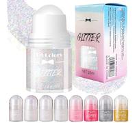 Karneval Roll-on Pailleté pour Enfant | Roll-on Gel à paillettes pour le Corps Brillant Holographique | Maquillage de Fête | Paillettes Visage Rave Festival Étincelantes (Blanc éblouissant #01)