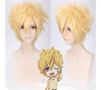 Karneval YOGI perruque Cosplay homme garçons court bouclés faux cheveux perruque résistant à la chaleur synthétique blond perruques + bonnet de perruque