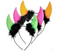 KarnevalsTeufel Cornes de diable fluo en plumes de marabout - Serre-tête Devil Satan diable Halloween (orange)