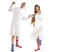 KarnevalsTeufel Costume de transducteur de rêves 4 pièces comprenant une chemise de nuit, un bonnet, des chaussettes hautes et un bonnet de nuit, un carnaval (L)