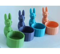 KarnevalsTeufel.de Coupelle lapin imprimé 3D en PLA - 2ème choix - Sélection colorée avec de petits défauts esthétiques - Coquetier cadeau, décoration ou rangement (4 couleurs)