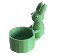 KarnevalsTeufel.de Coupelle lapin imprimé 3D en PLA - 2ème choix - Sélection colorée avec petits défauts esthétiques - Coquetier cadeau, décoration ou rangement (feuille printanière)