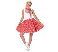 Karnival Costumes-50's Polka Dot Skirt & Necktie Déguisement, Women, 81101, Red, Grand