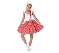 Karnival 81101 Costume de jupe et cravate à pois des années 50, rouge, large