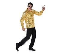 Karnival Costumes 82121 Costume chemise disco à paillettes pour homme, doré, taille L