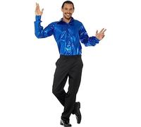 Karnival Costumes Chemise disco à sequins bleus homme - Bleu - L