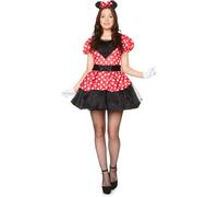 Karnival Costumes Costume Minni Mouse Adultes, Robe Minni Mouse Dames - Rouge/Noir/Blanc - Taille L