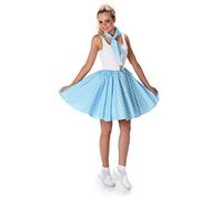 Karnival Costumes Déguisement années 50 bleu clair à pois femme - Blanc - L