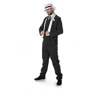Karnival Costumes - Gangster Boss Costume de pinstripe pour homme 20s Mafia Costume pour adulte des années 1920, M (48/50 EU) Noir