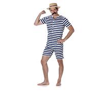 Karnival Costumes Déguisement Maillot de bain rétro rayé bleu et blanc homme - Bleu - S
