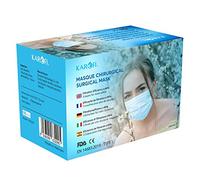 KAROFI - Carton de 2500 Masques Chirurgicaux Type I Médical, 3 Couches, BFE ≥ 95%, testés et approuvés, certifiés CE EN14683 : 2019, Carton de 50 boîtes de 50 pcs
