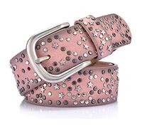 Karoukee Ceinture de Mode à Rivets pour Femmes, Ceinture en Cuir avec Rivets Métalliques et Ornements Étoilés, Ceinture Élégante pour Damas avec Boucle Légère pour Jeans, Pantalons et Shorts