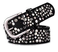 Karoukee Ceinture tendance pour femme avec rivets cloutés et strass, ceinture tendance en cuir brillant pour femme pour jeans, pantalons, shorts, robes, boucle classique