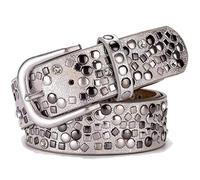 Karoukee Ceinture tendance pour femme avec rivets cloutés et strass, ceinture tendance en cuir brillant pour femme pour jeans, pantalons, shorts, robes, boucle classique