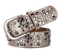 Karoukee Ceinture tendance pour femme avec rivets cloutés et strass, ceinture tendance en cuir brillant pour femme pour jeans, pantalons, shorts, robes, boucle classique