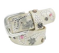 Karoukee Jolie ceinture tendance pour femmes pour jeans, pantalons et shorts, ceinture moderne en cuir mélangé PU et cuir de vachette avec rivets cloutés et cristal