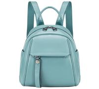 Karoukee Mini Sac à Dos en Cuir de Vache pour Femme - Sacs Portés Dos Multifonction avec Poche Arrière Anti-Vol, Backpack Compact pour Travail & Voyage, Compatible Tablette 9,7 Pouces - Bleu