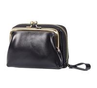 Karoukee Petit Portefeuille en Cuir Véritable pour Femme, Porte-Monnaie Kiss-Lock Séparable, Porte-Carte de Crédit Zip-Around avec Blocage RFID, Portefeuille Elégant pour Femme
