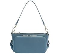 Karoukee Petit Sac à Bandoulière en Cuir Véritable Grainé pour Femme - Sac à Main Multi-Fonctions avec 10 Fentes pour Cartes | Poche à zip | 2 Bandoulières Amovibles - Bleu