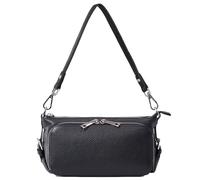 Karoukee Petit Sac à Bandoulière en Cuir Véritable Grainé pour Femme - Sac à Main Multi-Fonctions avec 10 Fentes pour Cartes | Poche à zip | 2 Bandoulières Amovibles - Noir