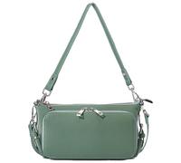 Karoukee Petit Sac à Bandoulière en Cuir Véritable Grainé pour Femme - Sac à Main Multi-Fonctions avec 10 Fentes pour Cartes | Poche à zip | 2 Bandoulières Amovibles - Vert