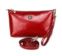 Karoukee Petit sac à bandoulière pour femme avec bracelet, élégant sac à bandoulière décontracté léger avec sangle réglable, pochette luxueuse en cuir véritable ciré à l'huile
