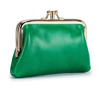 Karoukee Porte-Monnaie en Cuir Véritable pour Femme, Petit Portefeuille avec 2 Compartiments Séparés, Porte-Monnaie Élégant pour Femme, Fermeture à Clip Dorée
