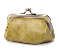 Karoukee Porte-Monnaie en Cuir Véritable pour Femme, Pochette à Monnaie Kiss-Lock, Mini Portefeuille Vintage, Porte-Monnaie Élégant en Couleur Soild