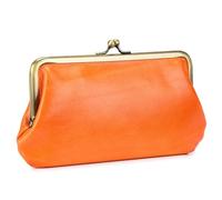 Karoukee Portefeuille en Cuir Ciré Lisse pour Téléphone Portable, Porte-Monnaie Vintage pour Femme, Grand Porte-Cartes de Crédit avec 12 Fentes pour Cartes, Fermeture à Clip Dorée